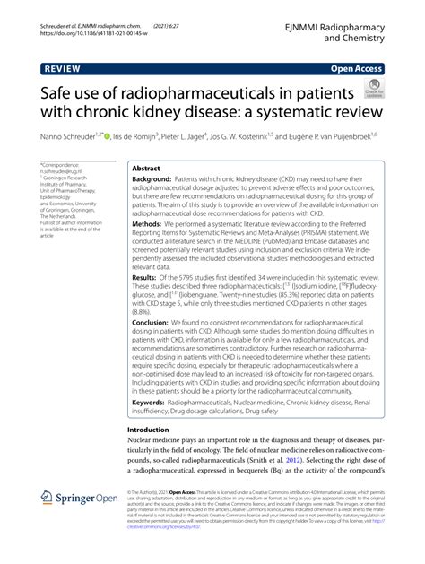 Safe use of radiopharmaceuticals in patients with chronic kidney 